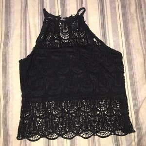 Lace black halter top, used.